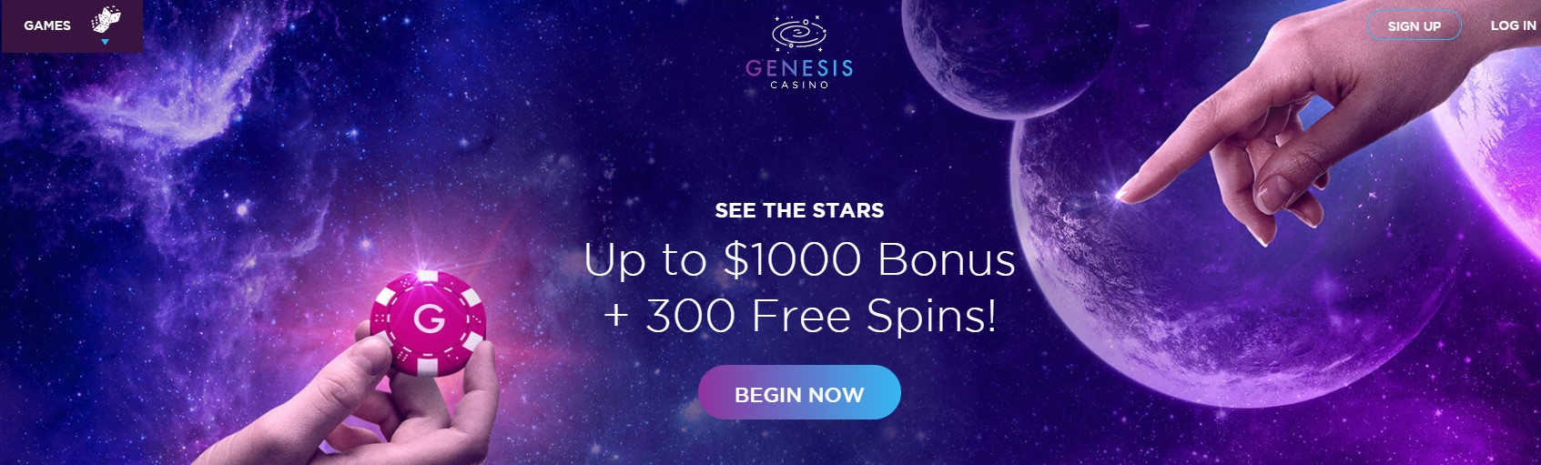 Genesis Casino (مكافأة بنسبة 100٪ حتى 1000 دولار + 300 دورة إضافية!)