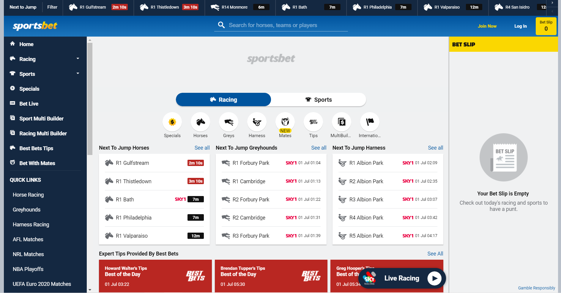 live betting Australia - SportsBet