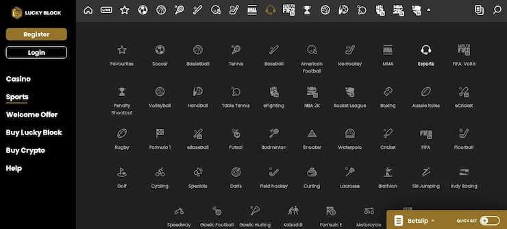 Lucky Block Sports Betting Categories