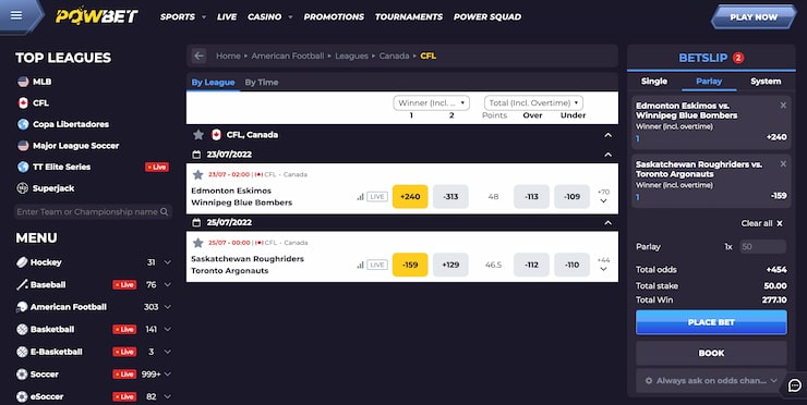 Powbet CFL betting 1
