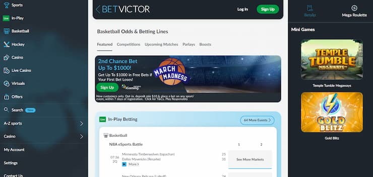 Basketball betting betvictor