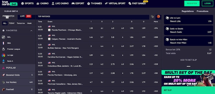 truenorth.bet betting page