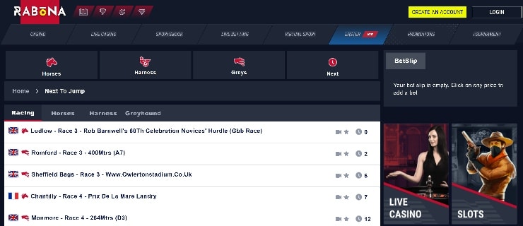 Horse racing betting Canada Rabona