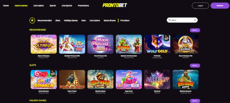 ProntoBet games online