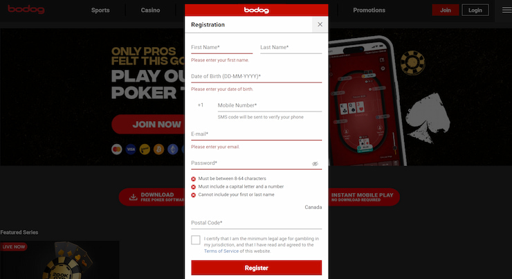 Bodog how to sign up create an account