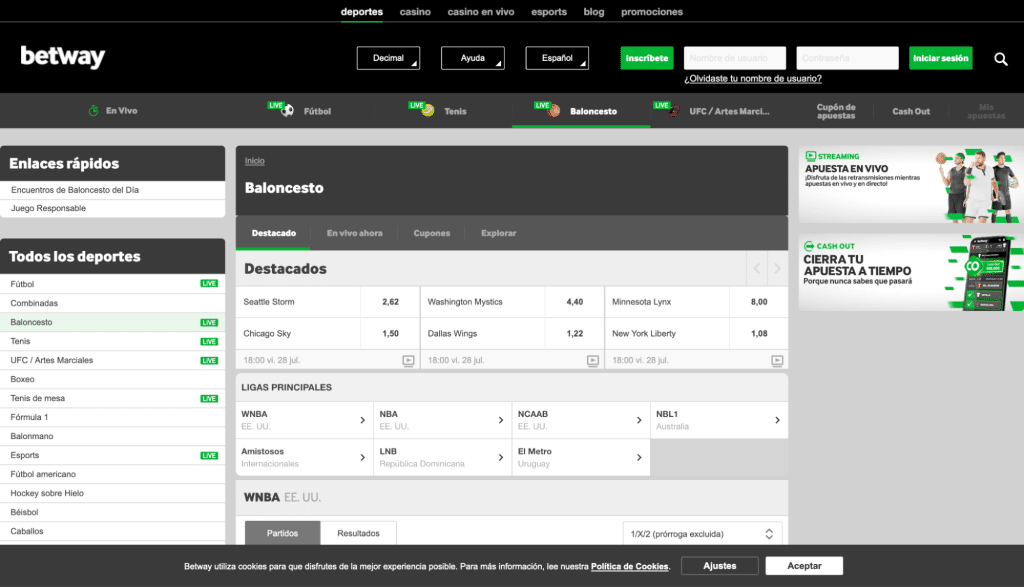 Apuestas NBA : Betway