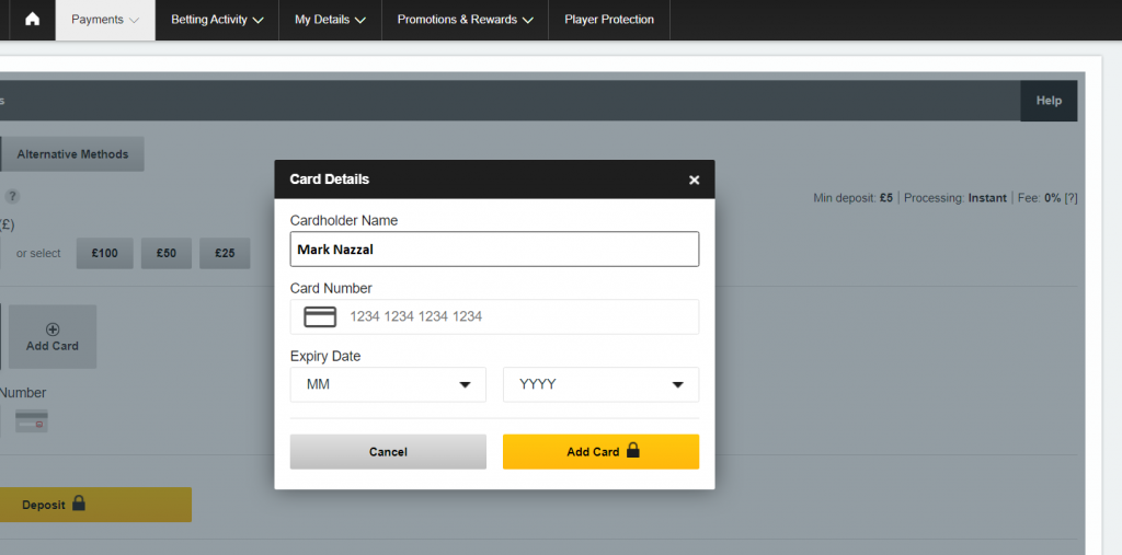 Betfair-deposit