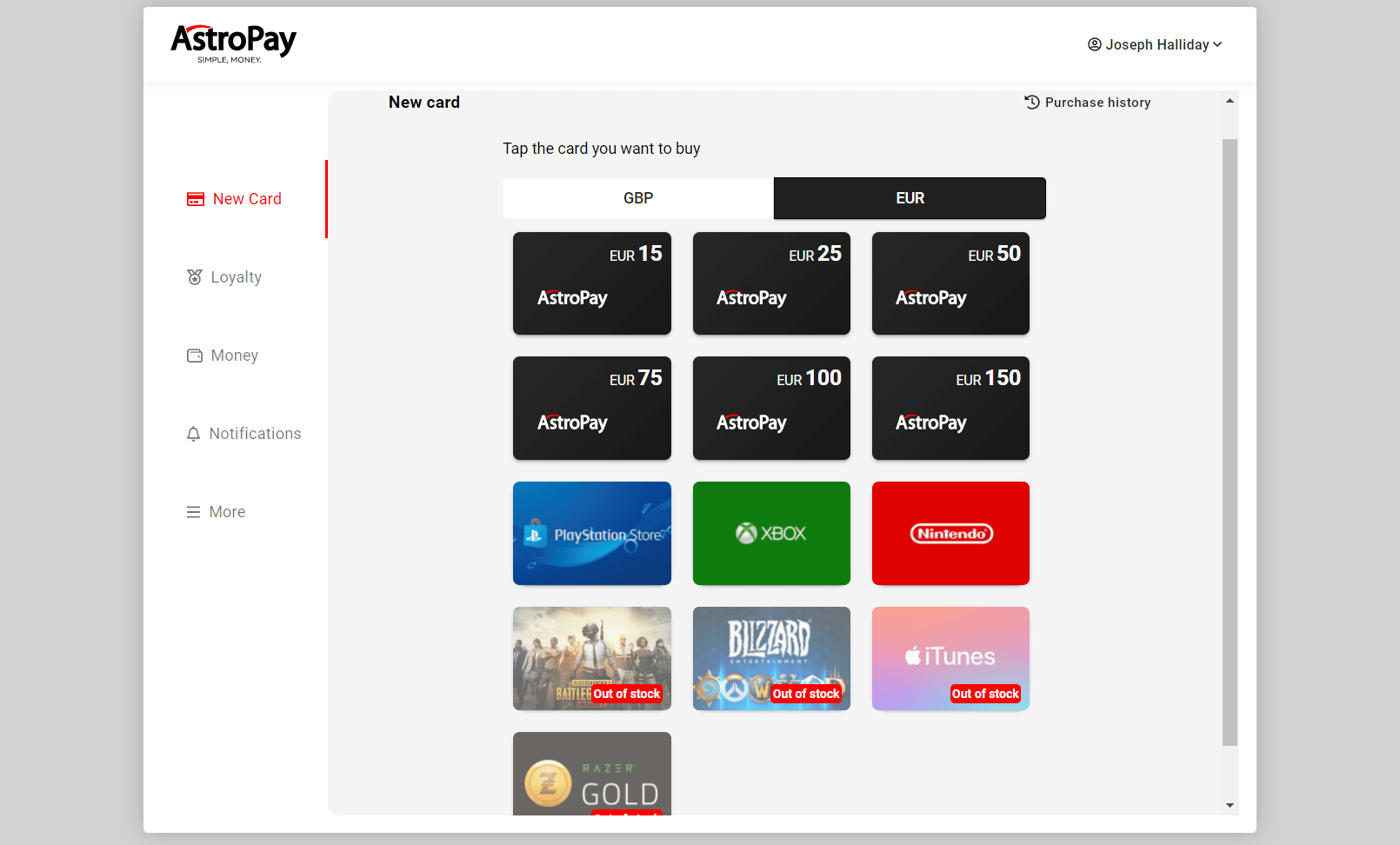 astropay card deposits