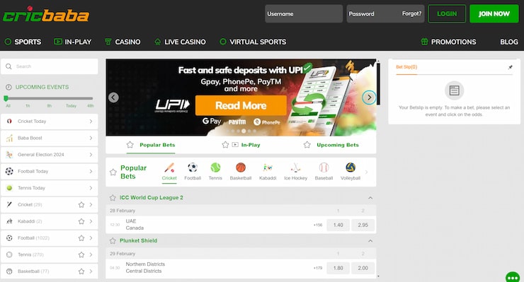 Cricbaba top UPI betting site
