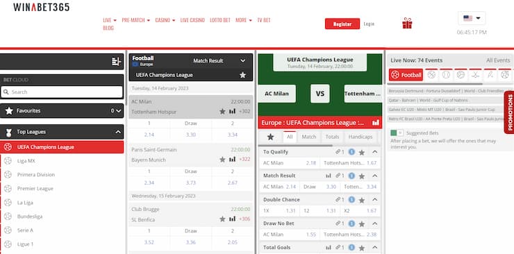 Winabet365 - a site with large betting coverage