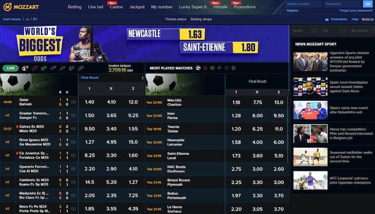Mozzart - a punters dream with deep markets.
