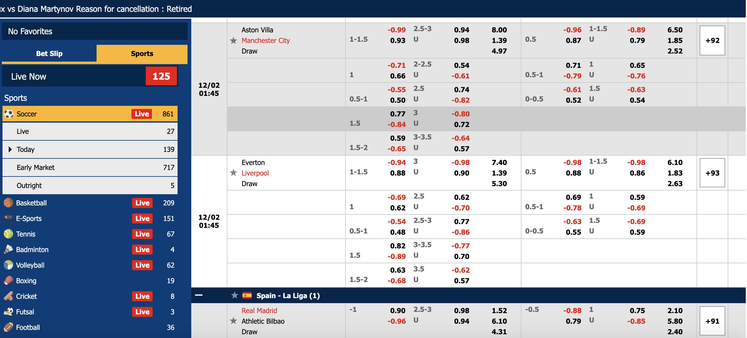 bk8 sportsbook malaysia - live betting page screen