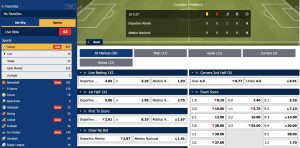 bk8 sportsbook - in-play betting page screen