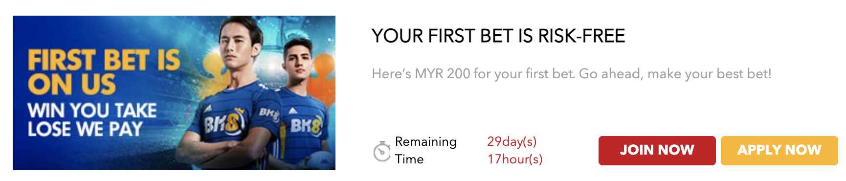 bk8 malaysia - risk-free first bet offer