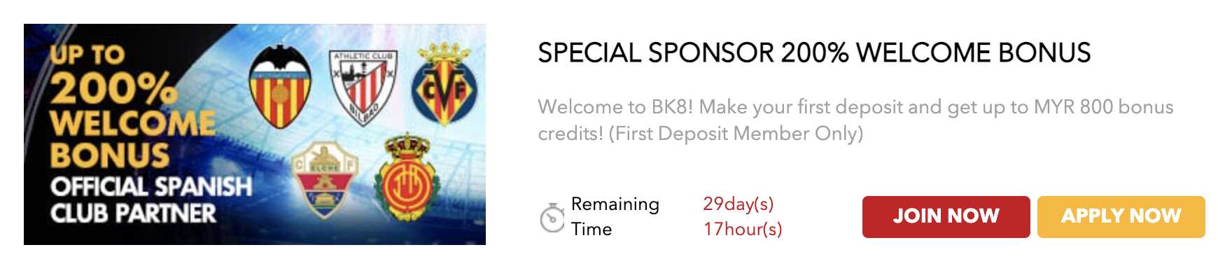 bk8 malaysia - up to 200% welcome bonus offer