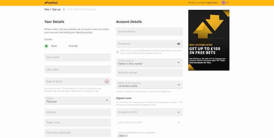 Pakistan betting sites - Betfair signup