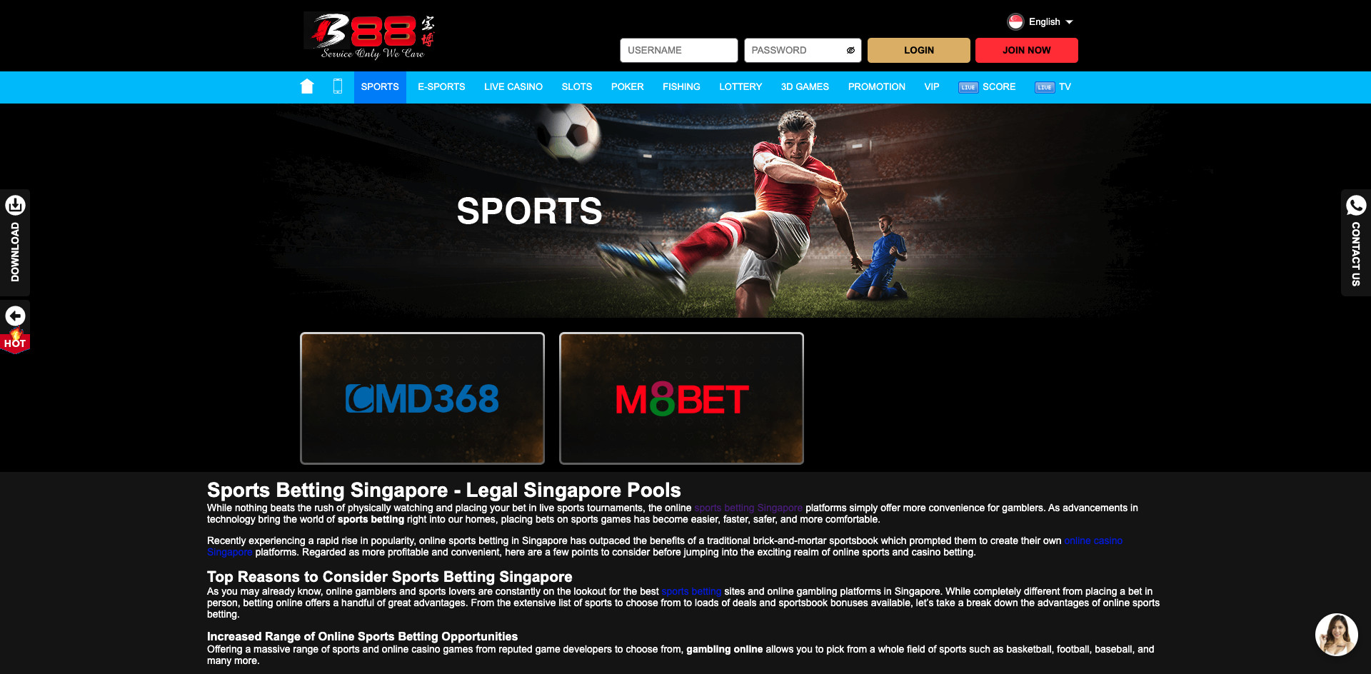 b88 sportsbook - sports betting page screen