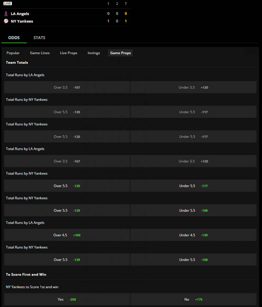 baseball prop betting