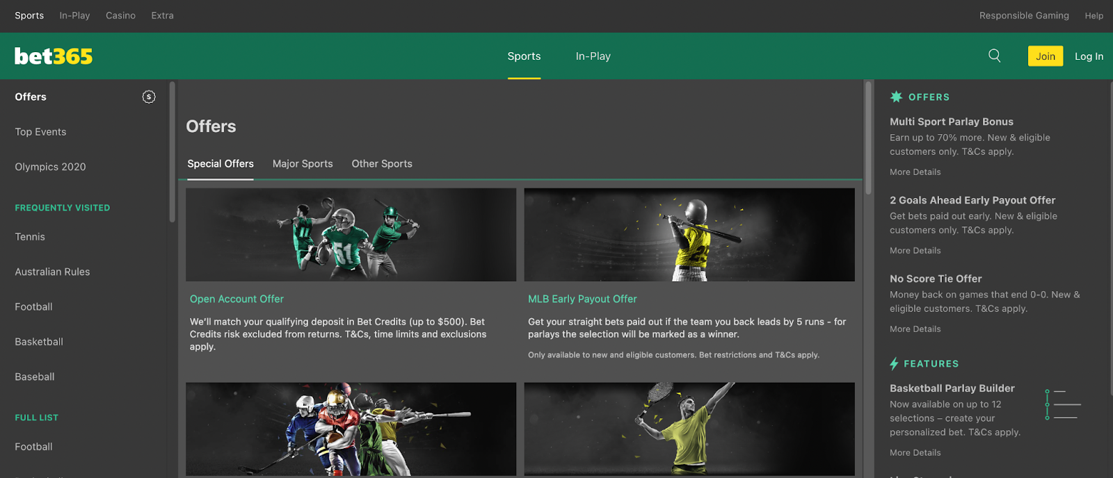 bet365 Sportsbook - Homepage Signup 