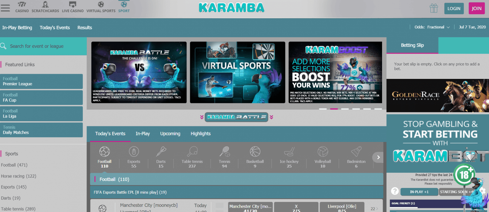 Betting sites woith PayPal Karamba Sports