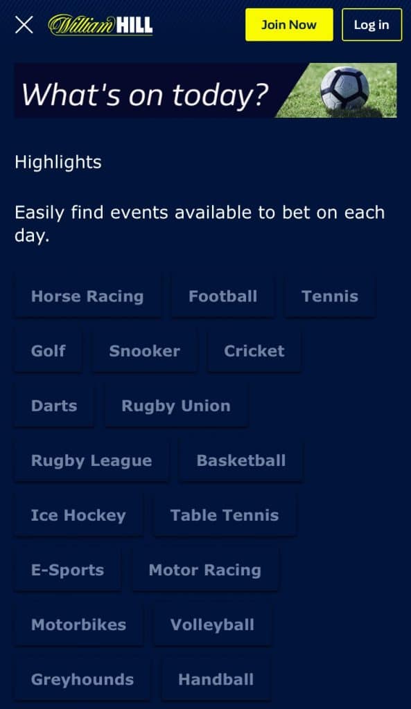 William Hill Sports Betting App Promotions