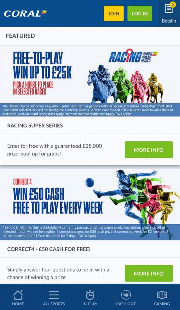 Coral Betting App Promotions