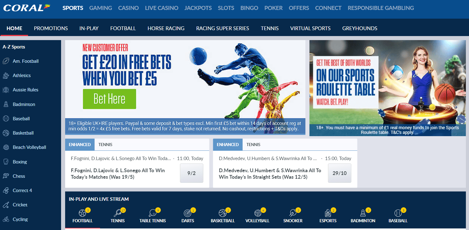 Betting Sites with Live Streaming Coral