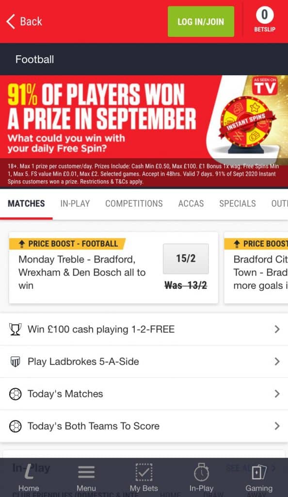 ladbrokes football betting app specials