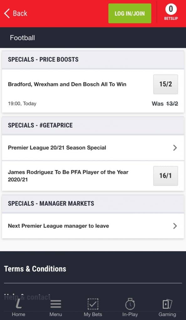 ladbrokes football betting app price boost