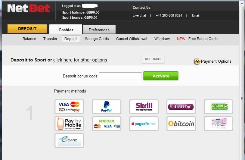 Netbet bonus code