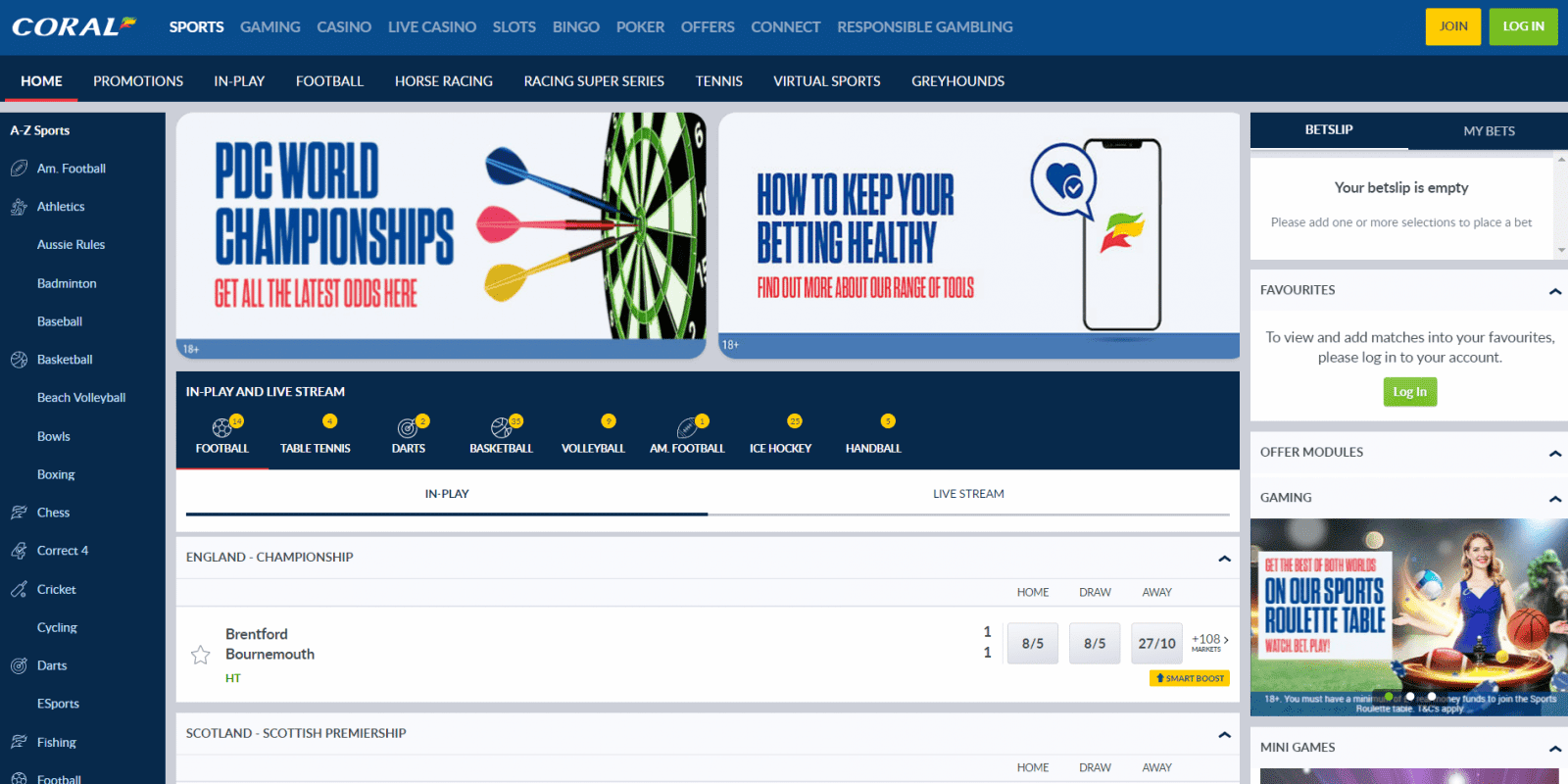 Coral Trustly betting site home page