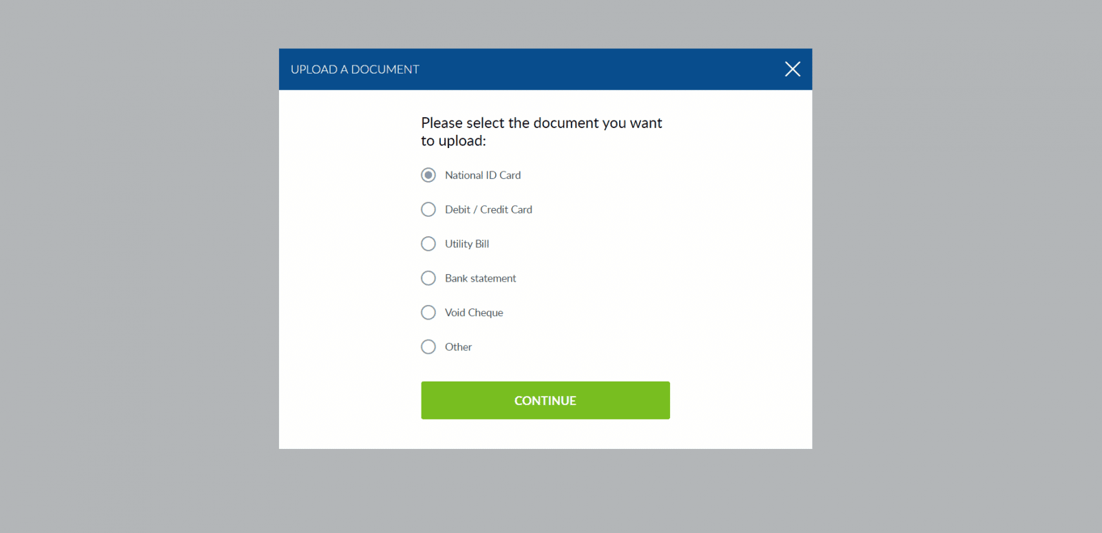 coral free bet - ID verification screen