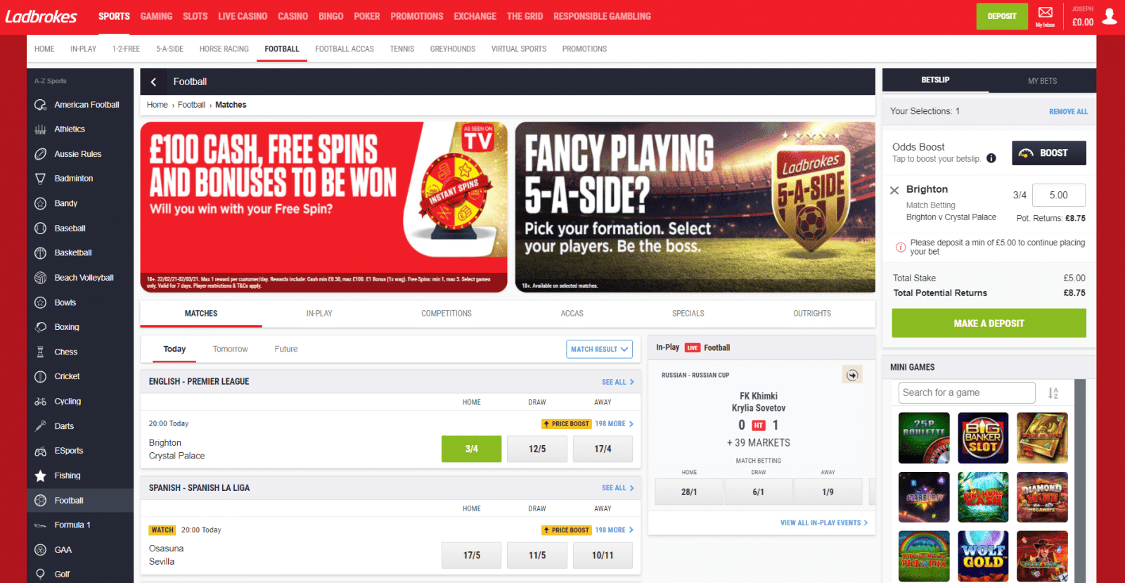 Ladbrokes free bet - bet placement