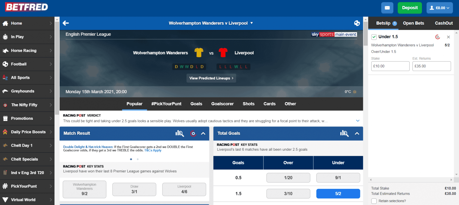 Betfred free bet offer - qualifying wager