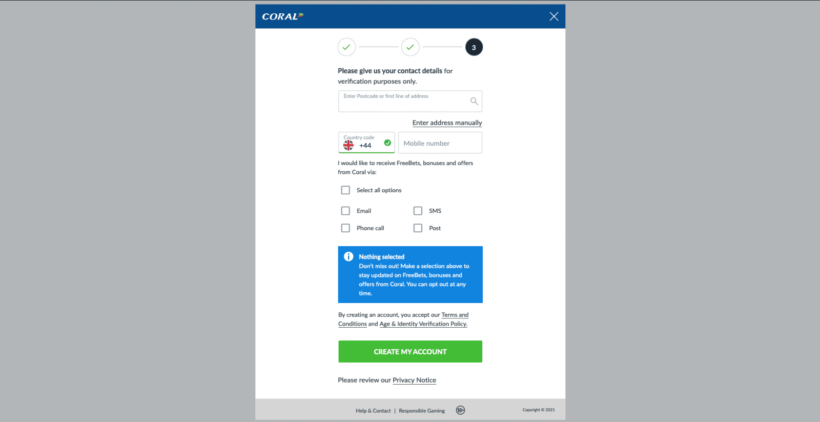 Coral Casino Sign Up 4
