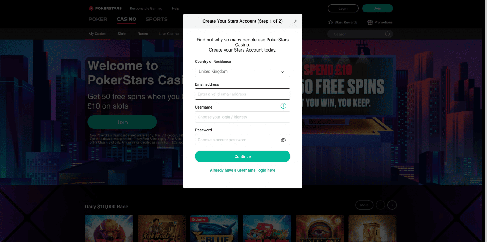 PokerStars Casino Sign Up 2