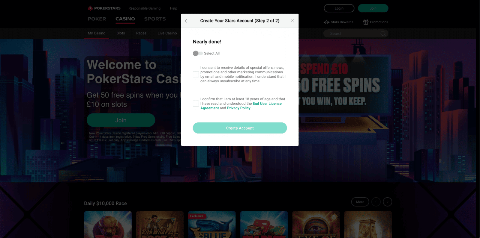 PokerStars Casino Sign Up 3