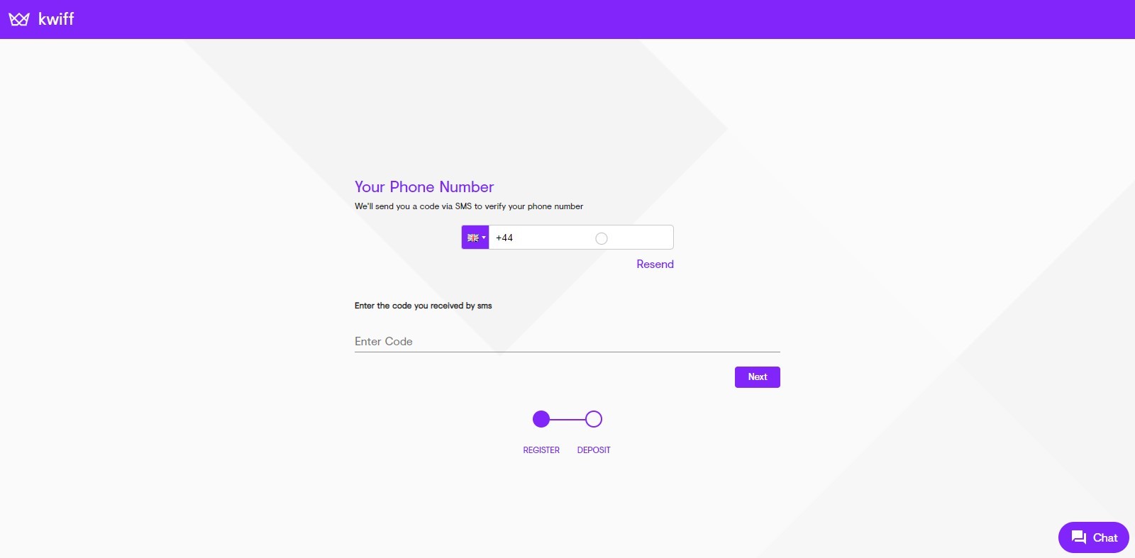 Kwiff Signup step 2