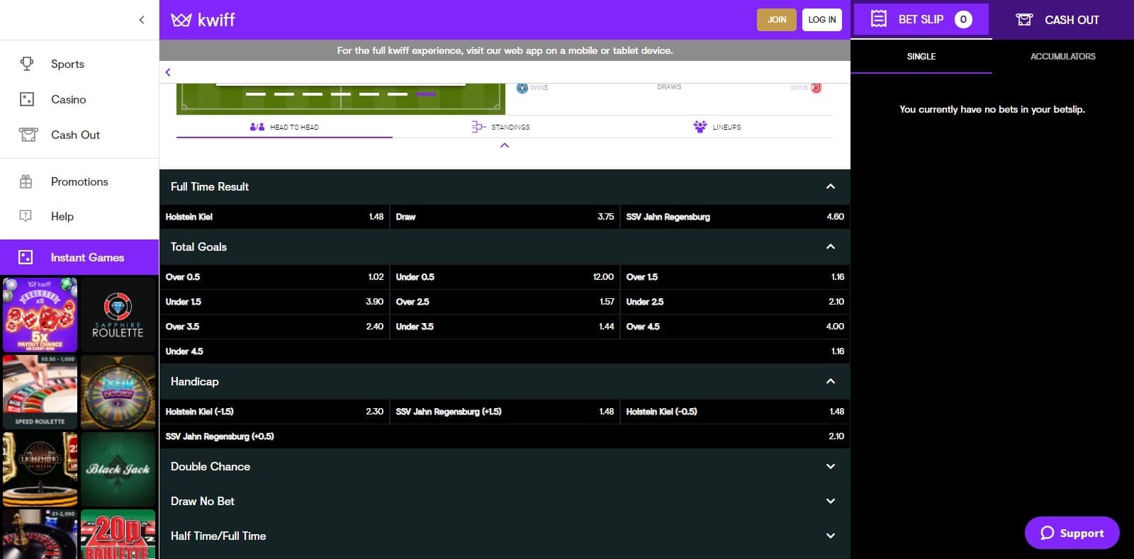 Kwiff Signup step 4