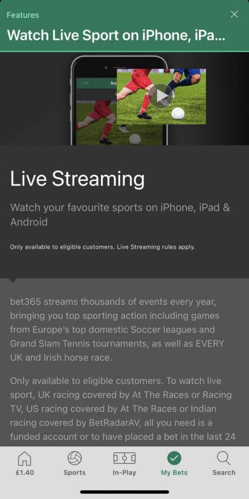 bet365 app streaming