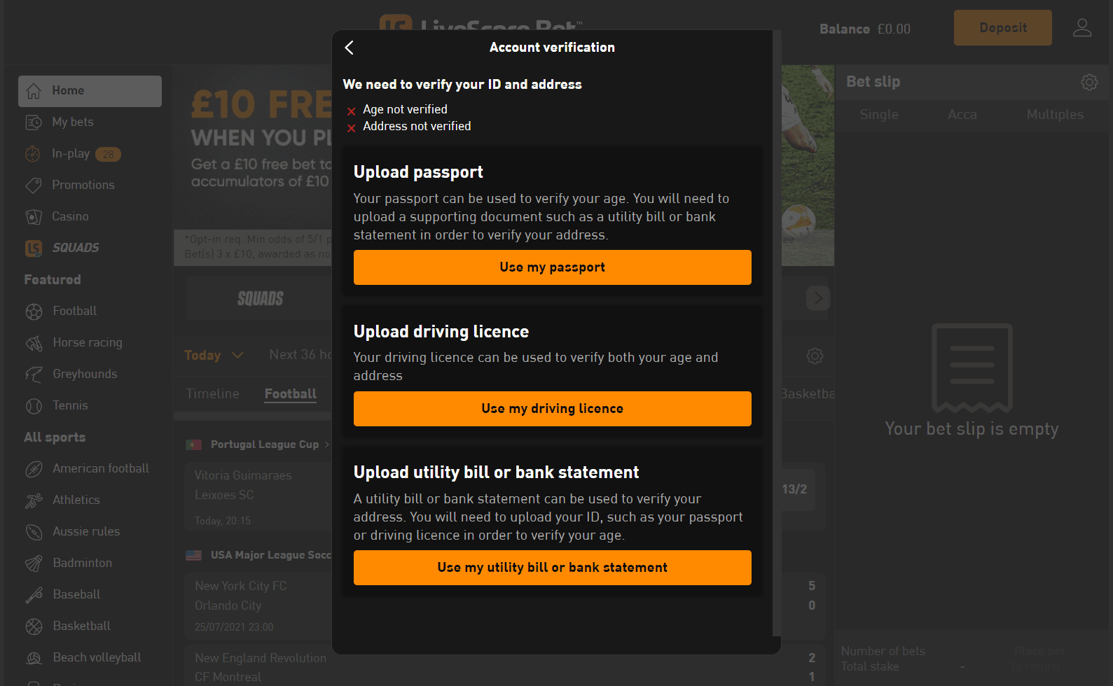 livescore bet review - verify ID