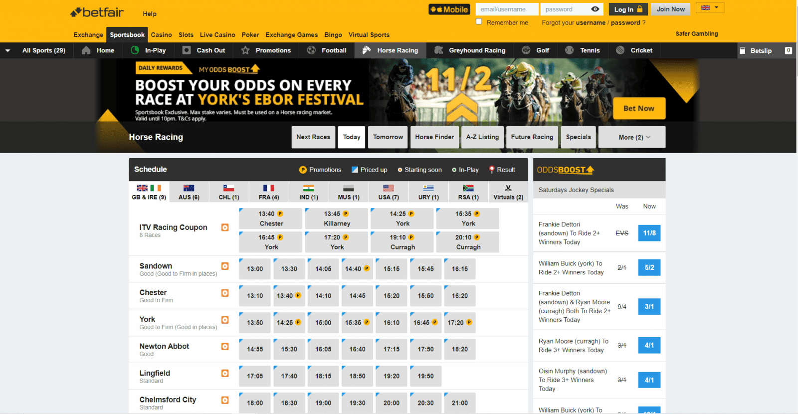 Bet365 vs Betfair - Betfair markets