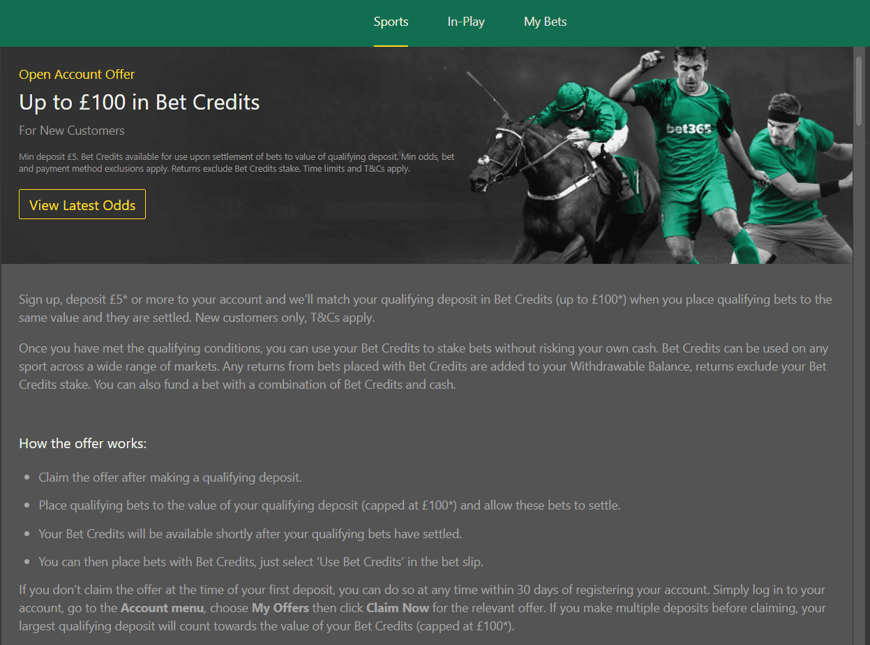 Betfair vs Bet365 - Bet365 offers