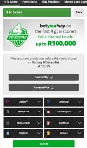 Betway 4 to score