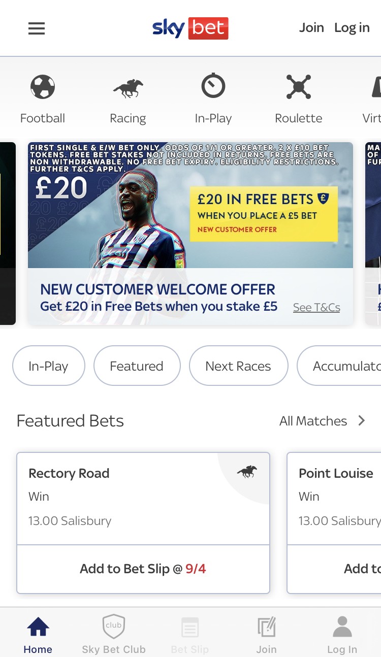 sky bet app review - appearance