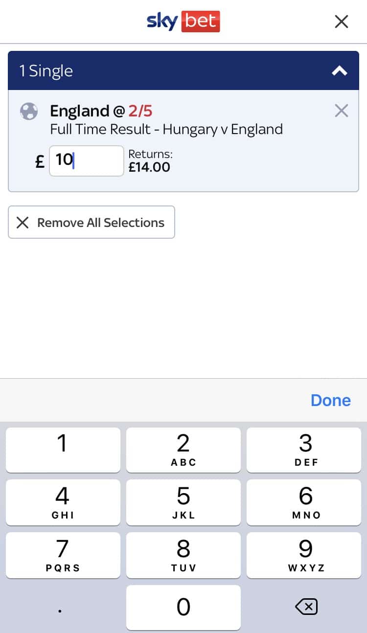 sky bet app review - bet placement