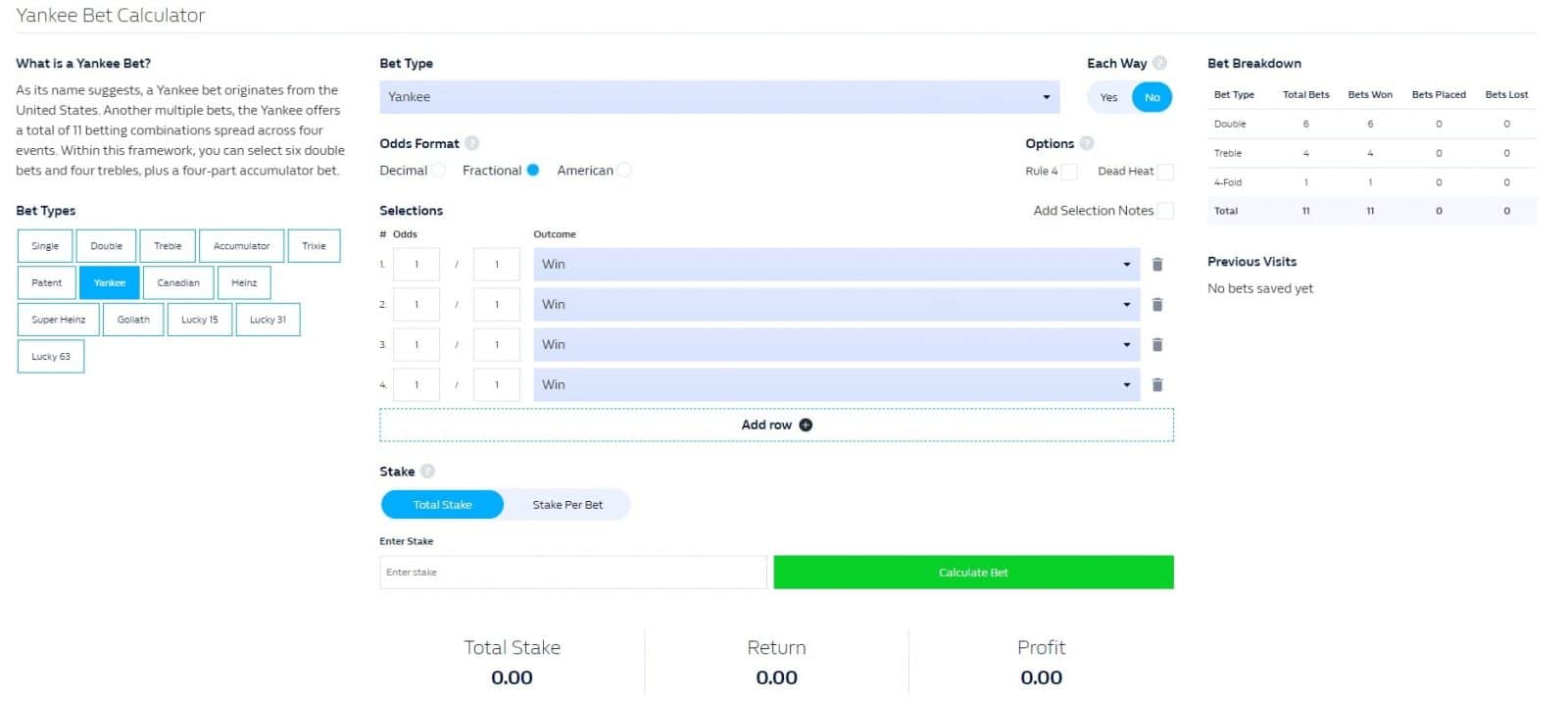 yankee bet calculator