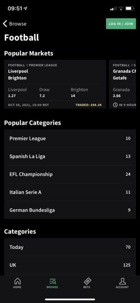 Smarkets App Football