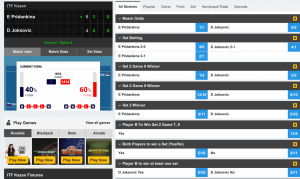 Betfair in play tennis match