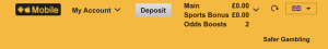 Betfair deposit button